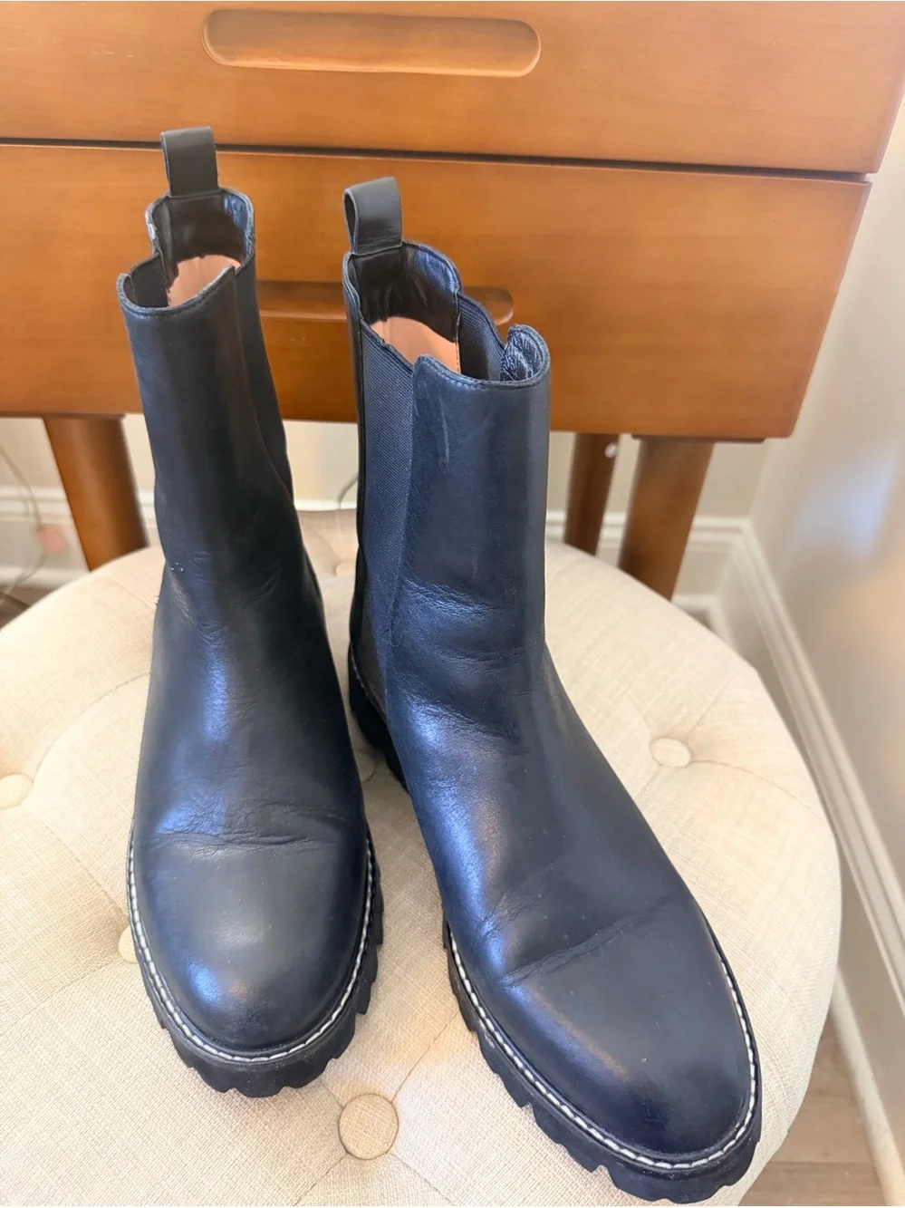 J. Crew Black Chelsea Lug Boots